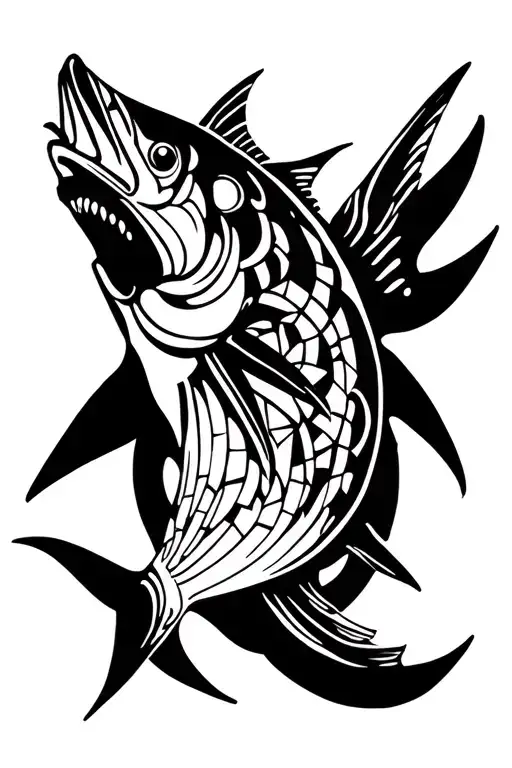bluefin tuna with mosaic tattoo design idea