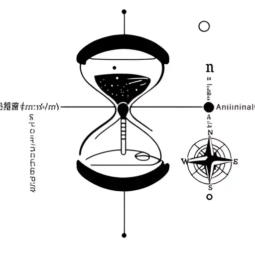 spotify code in a timeline; hourglass; compass; universe in minimal style; combine the above tattoo design idea