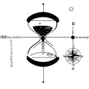 spotify code in a timeline; hourglass; compass; universe in minimal style; combine the above tattoo design idea
