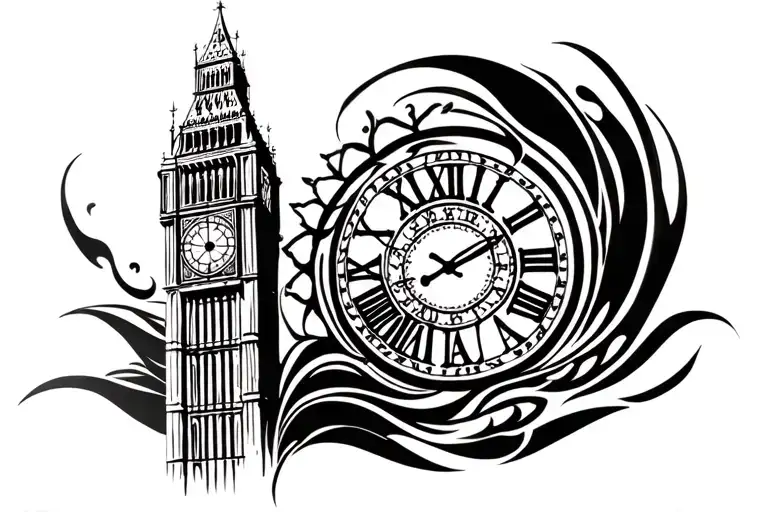 big ben clock tower tattoo design idea