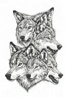 4 wolf heads tattoo design idea