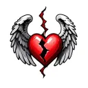 broken heart with angel wings tattoo design idea