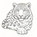 snow leopard sitting tattoo design idea