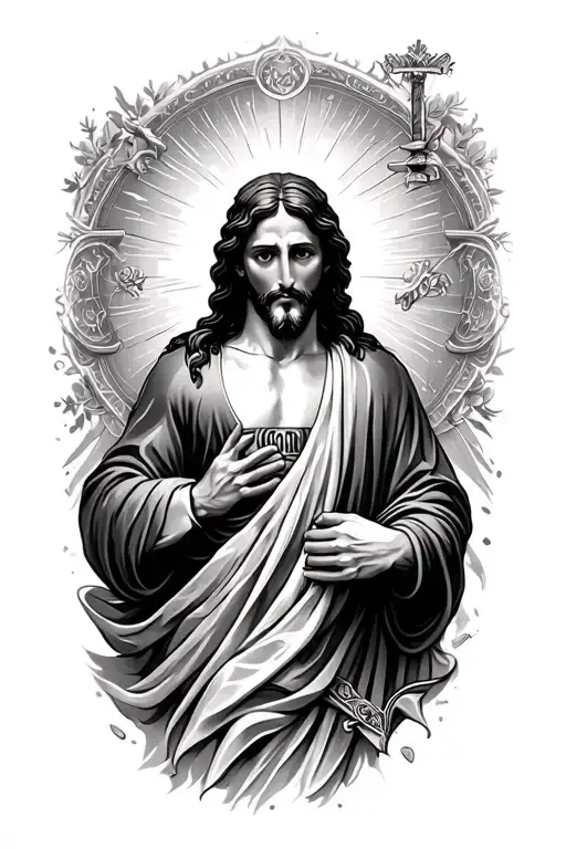 jesus protecting tattoo design idea