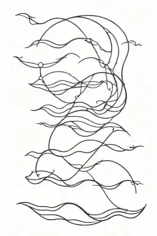 lines and waves tattoo design idea