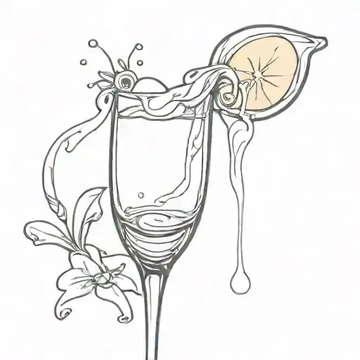 capri sun being poured into a champagne glass tattoo design idea