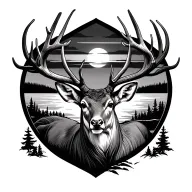 god, sunrise, whitetail deer tattoo design idea