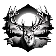 god, sunrise, whitetail deer tattoo design idea