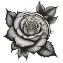 rose, timepiece tattoo design idea