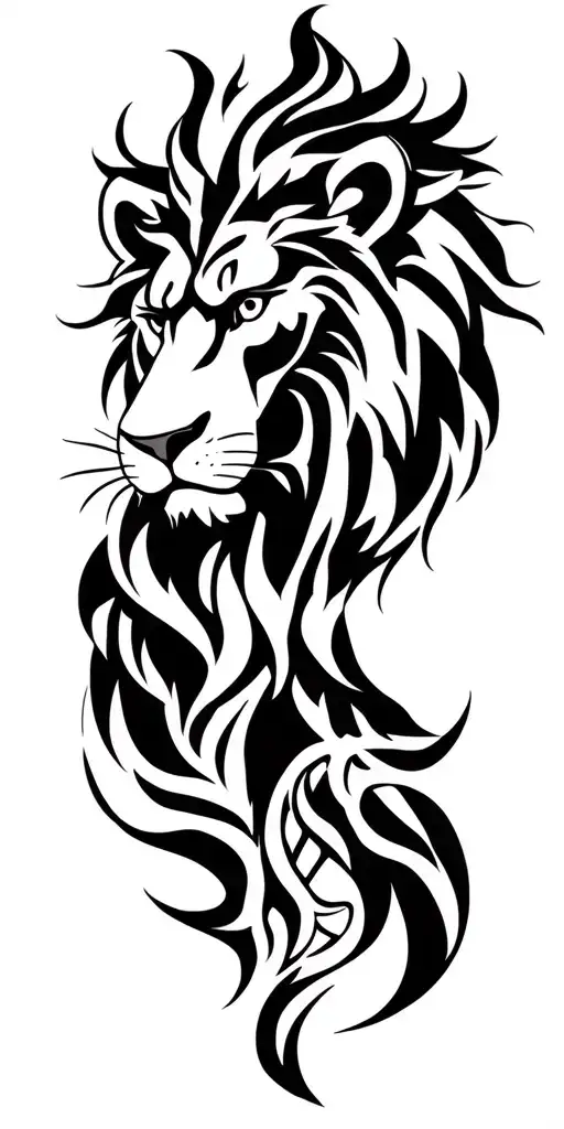 Lion , aquarius zodiac sign with Leonhead in front tattoo design idea