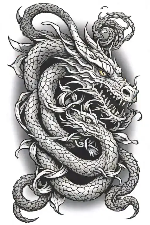 Dragon and Witch knot inside tattoo design idea