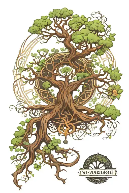 Yggdrasil world tree tattoo design idea