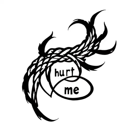 a nine tails whip with quote "hurt me" tattoo design idea