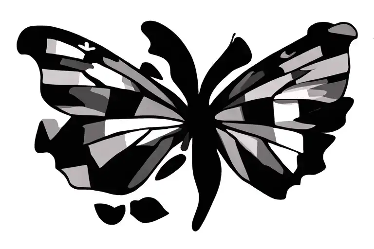 butterfly where the wing pattern is patchwork quilt squares tattoo design idea