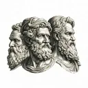 Aristotle, plato, and socrates tattoo design idea