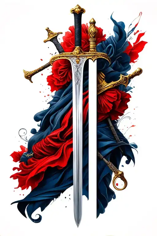 a German Long sword and a french rapier. parallel tattoo design idea