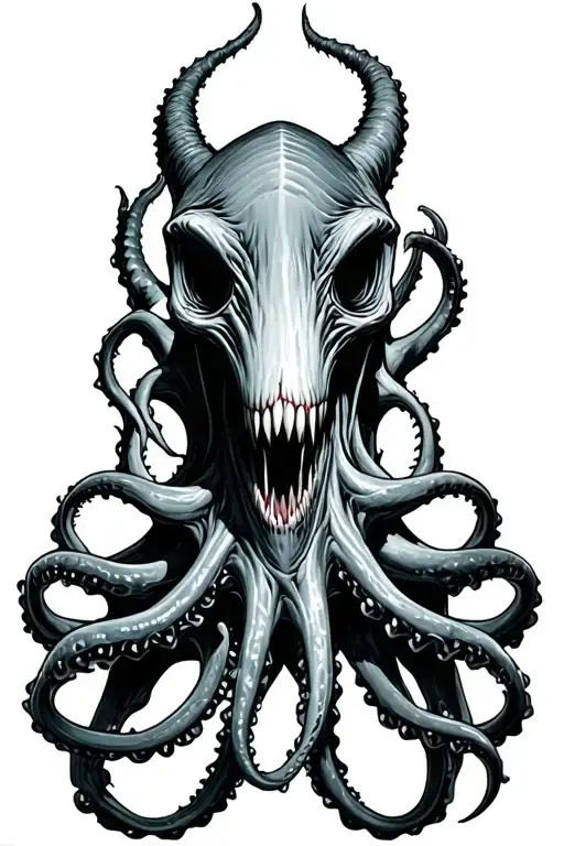 kraken black and grey tattoo design idea