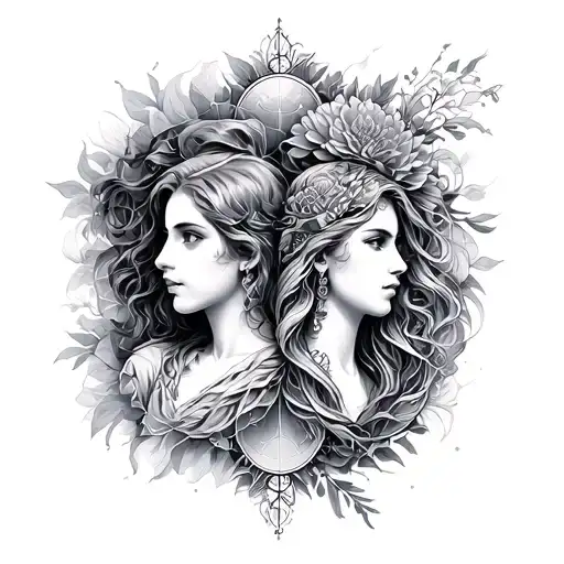Gemini And Aquarius tattoo design idea
