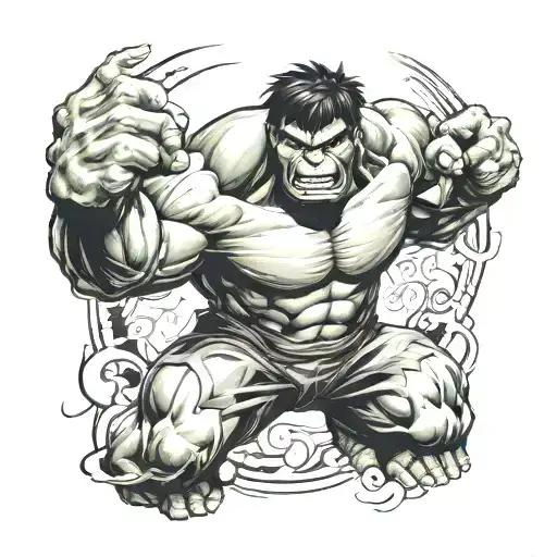 hulk in ; symbol surrounded tattoo design idea