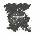 An airplane flying over a world map made of makeup products tattoo design idea