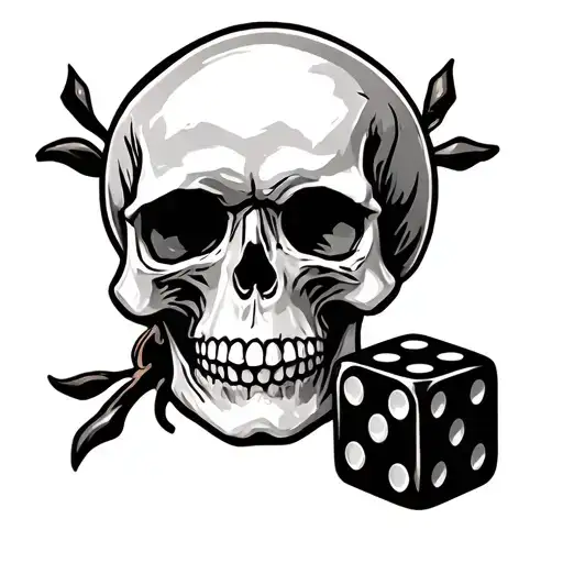 skull and dice tattoo design idea