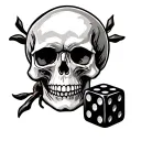 skull and dice tattoo design idea