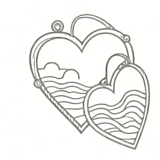 linear wave sun heart shaped locket tattoo design idea