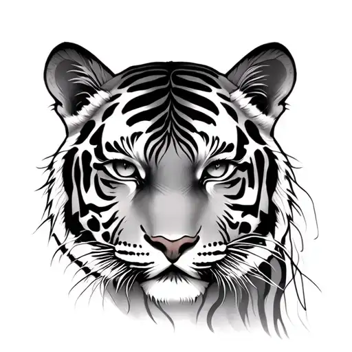 tiger and woman's eyes tattoo design idea