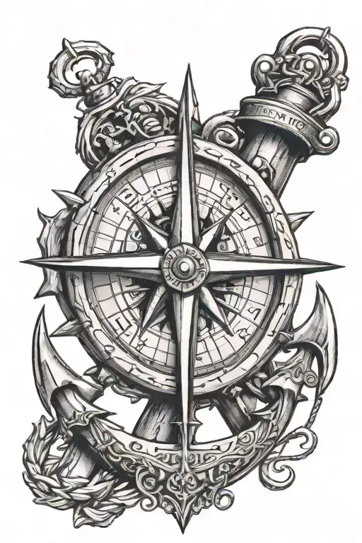 Anchor Compass tattoo design idea