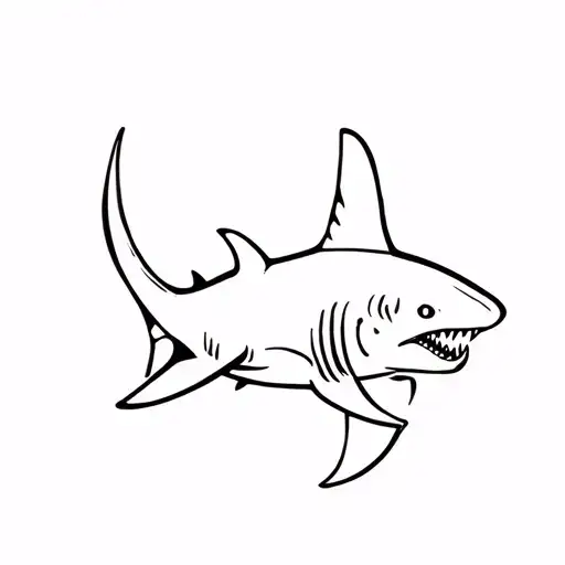hammer head shark swimming gracefully tattoo design idea