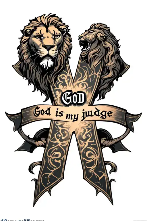 "God is my judge" "God is my judge" lion scar cross tattoo design idea
