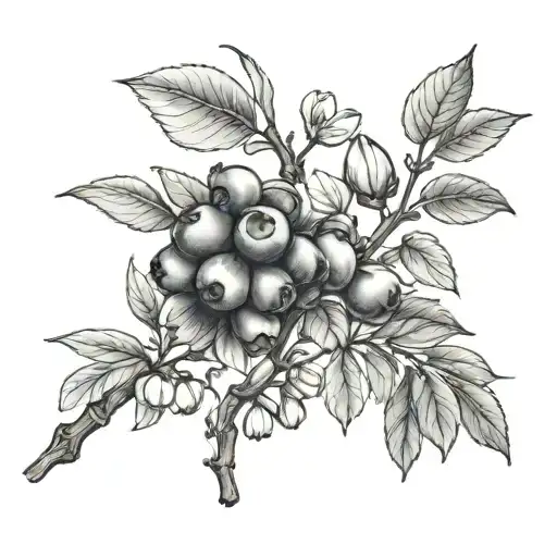 blueberry and almond tree branch  tattoo design idea