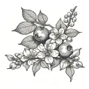 blueberry and almond tree branch  tattoo design idea