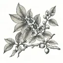 blueberry and almond tree branch  tattoo design idea