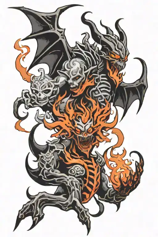 Ember spirit, shadow fiend, tinker from dota 2 tattoo design idea