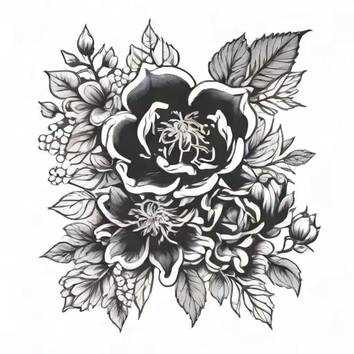 December and February birth flowers tattoo design idea
