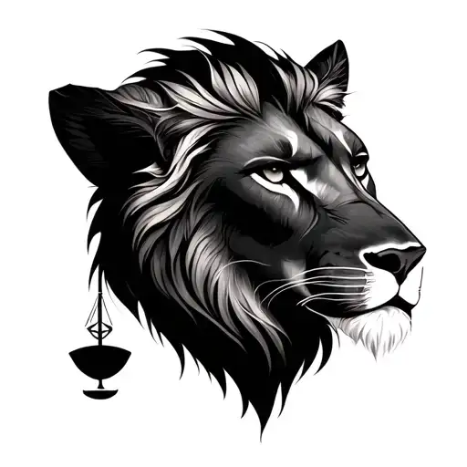 leo and libra zodiac sign incorporated tattoo design idea