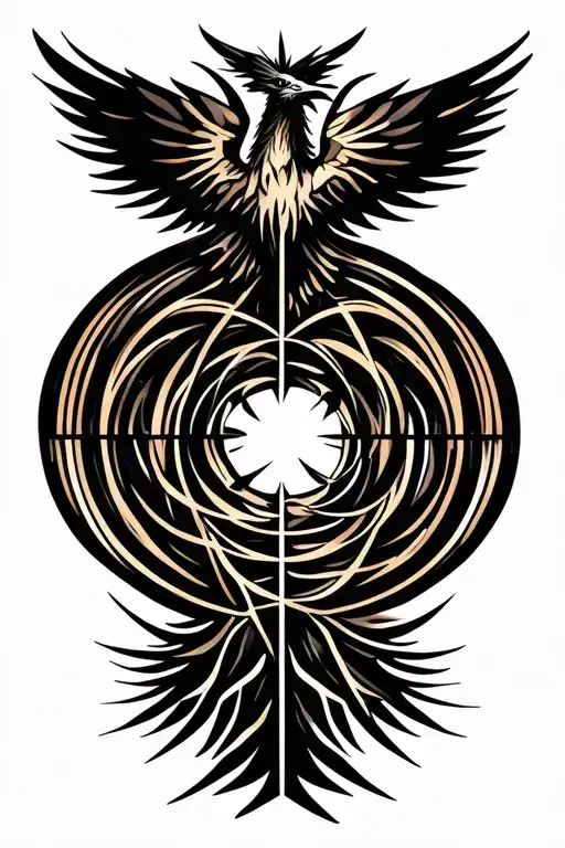 "Solus Invictus " pheonix rise pride  lines forming circles intertwined within  tattoo design idea