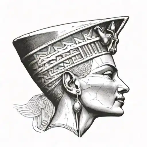 nefertiti side view tattoo design idea
