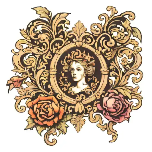 A tattoo. Baroque, art and aestheticism. Let it be with warm colors. tattoo design idea