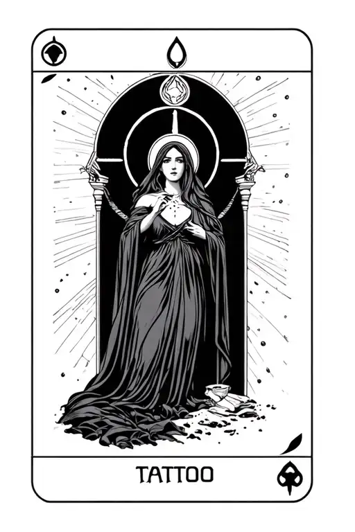 dark feminine high priestess tarot card tattoo design idea