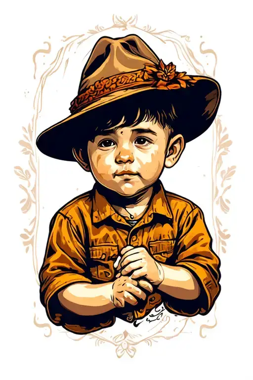 Child Dad holding hands tattoo design idea