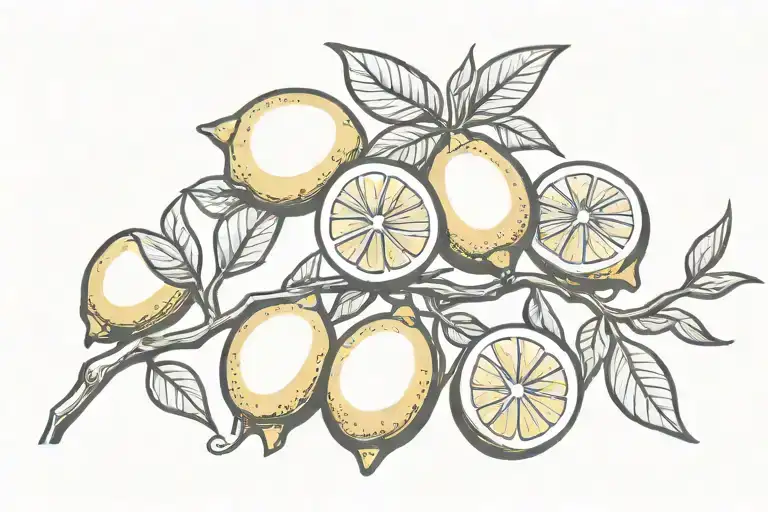 lemons on branch tattoo design idea