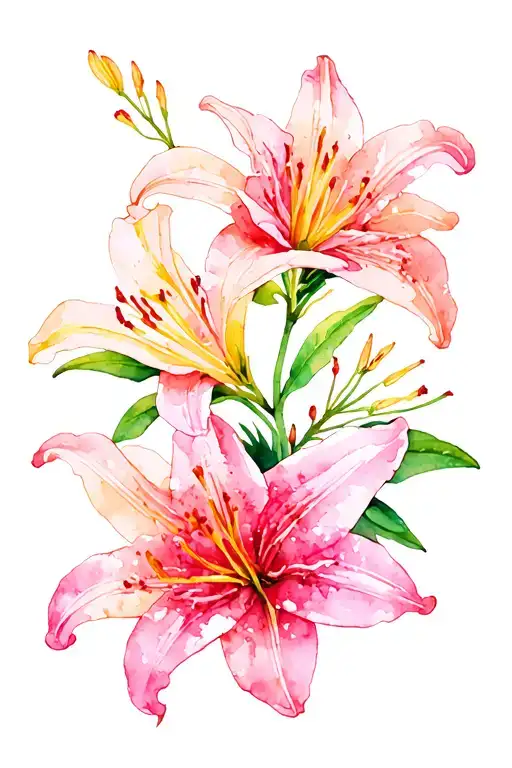 azalea and lily flowers intertwined tattoo design idea