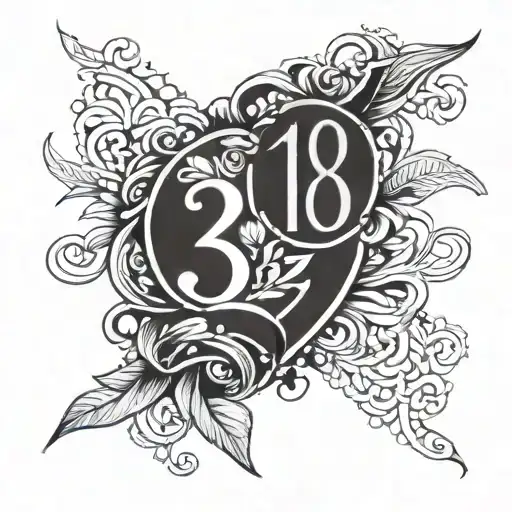 A stylized anniversary date intertwined with a bracelet design tattoo design idea