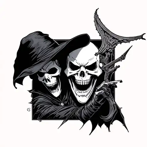 reaper and puppet master tattoo design idea