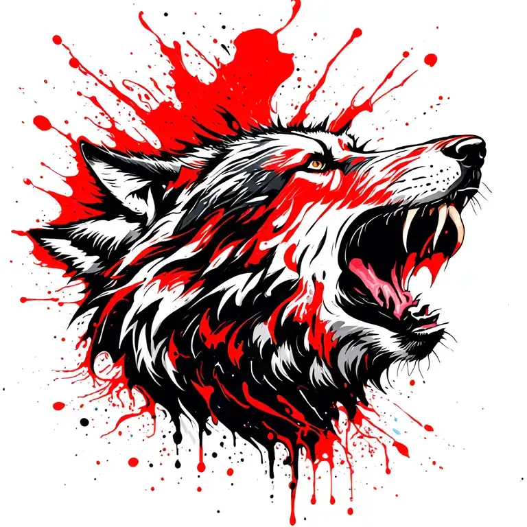 wolf howling tattoo design idea