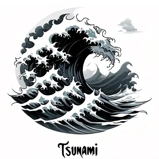 Tsunami tattoo design idea