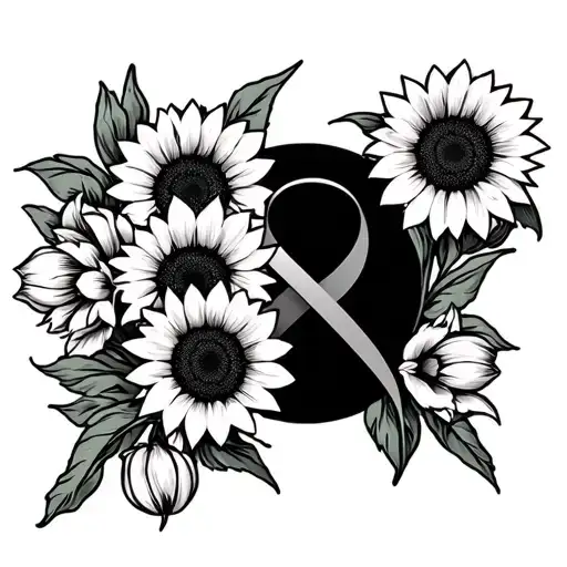 national eating disorder awareness symbol with sunflowers and tulips tattoo design idea