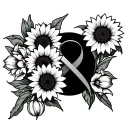 national eating disorder awareness symbol with sunflowers and tulips tattoo design idea